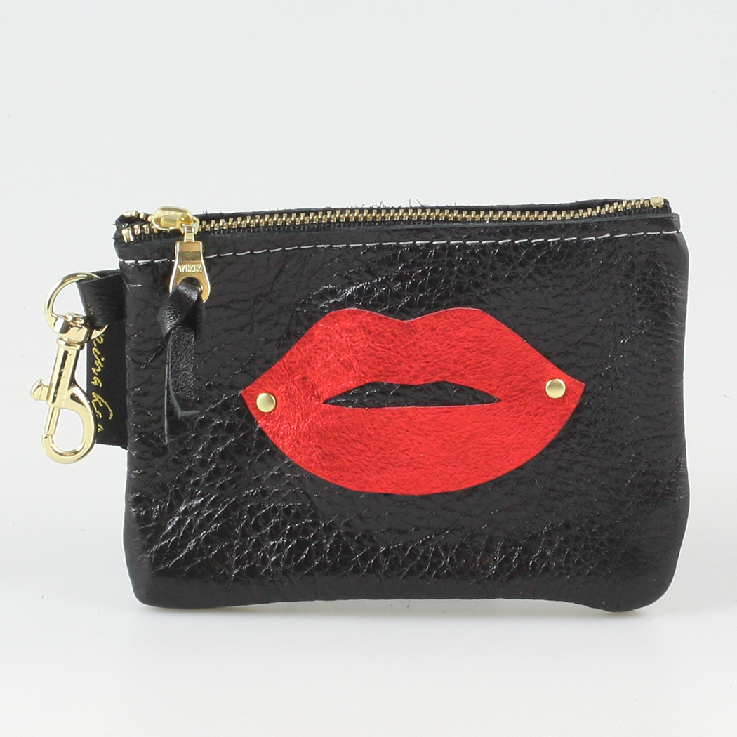 The LIPS Appliqué Clutch/Makeup Bag