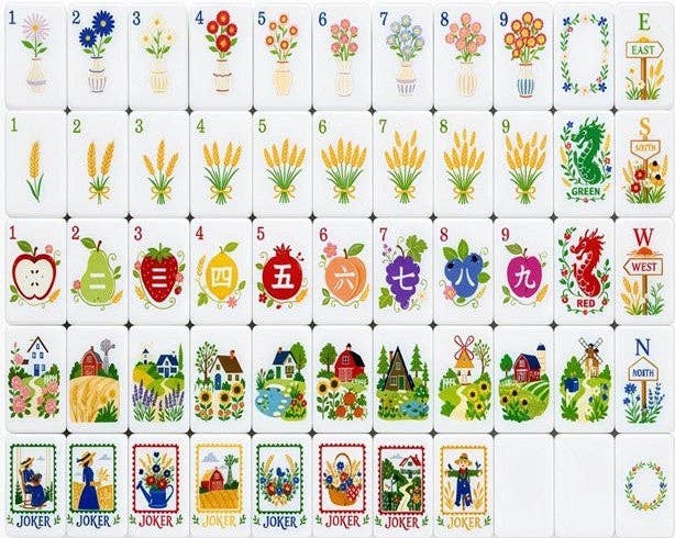 Mahjong Tile Set - Country Garden