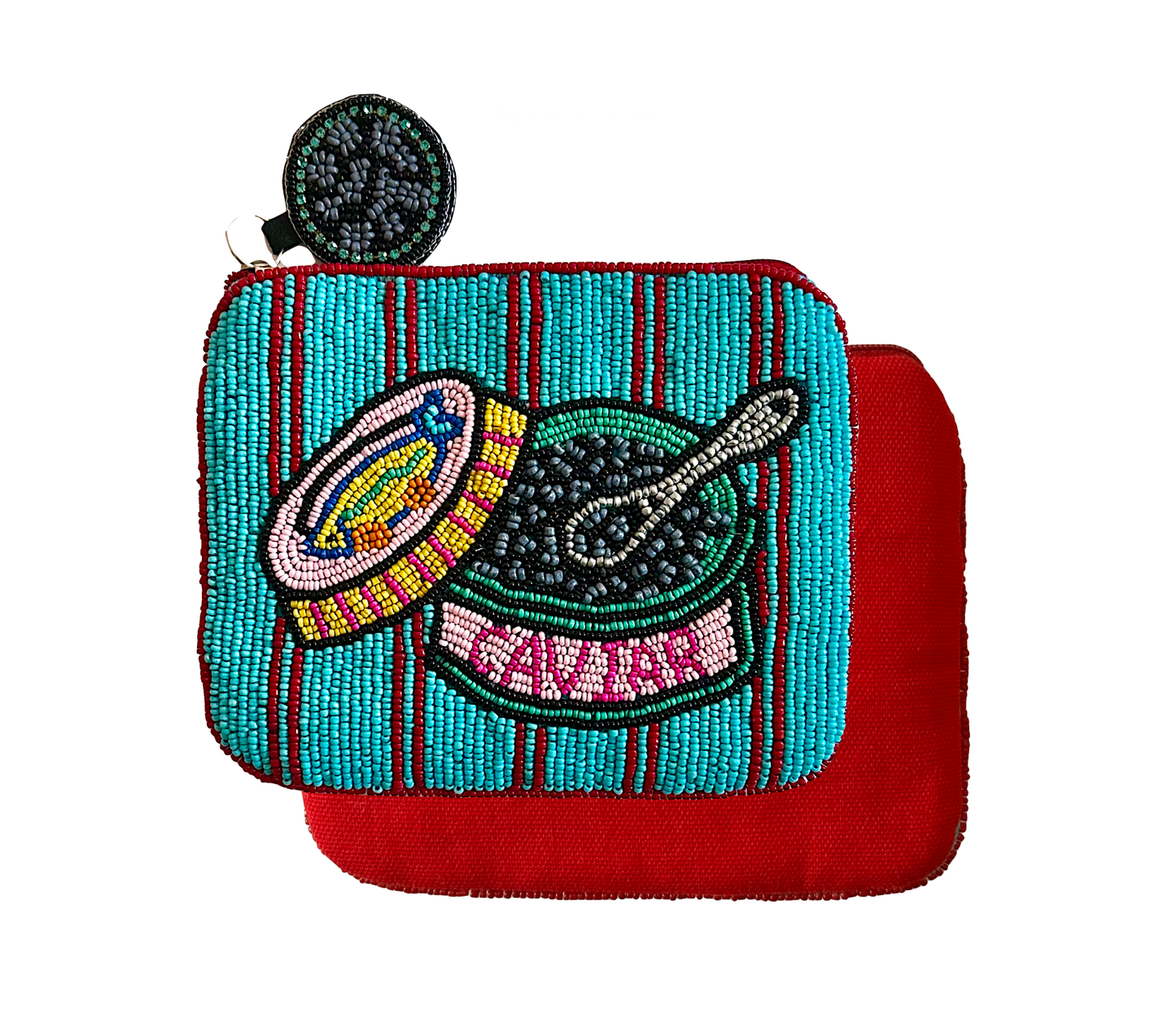 Beaded Caviar Coin Purse, Luxury Vacation Foodie Lily Posh