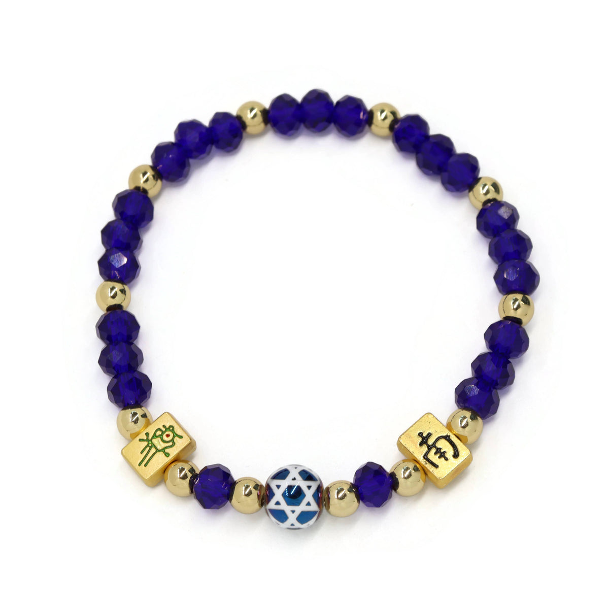 Mahjong Gold & Blue Bracelet
