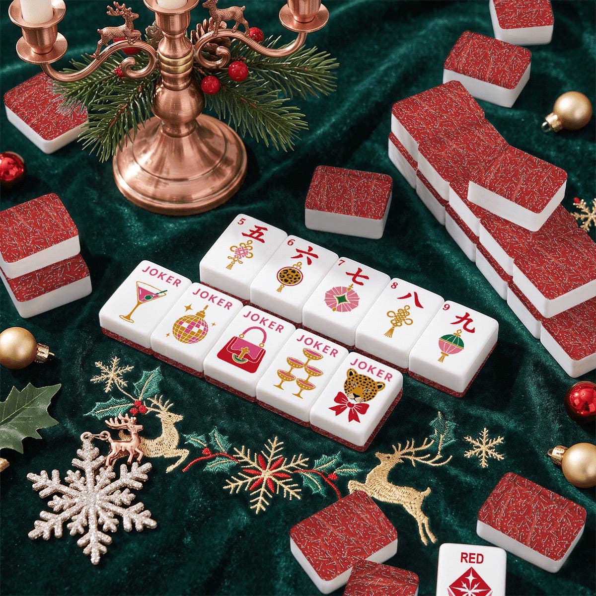 Glam Holiday Christmas Mahjong Tiles Twinkle Traditions (Exclusive)