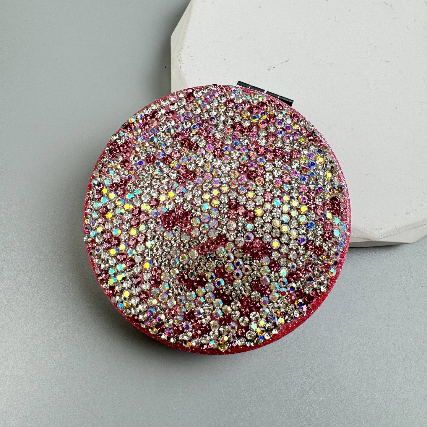 Circle Rhinestone Folding Makeup Mirror