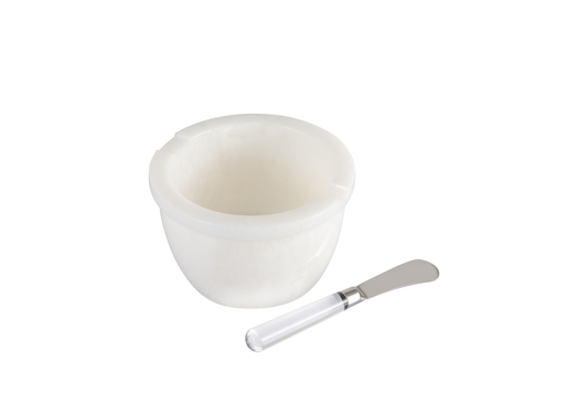 White Swirl Acrylic Deligance Resin Bowls with Spreader