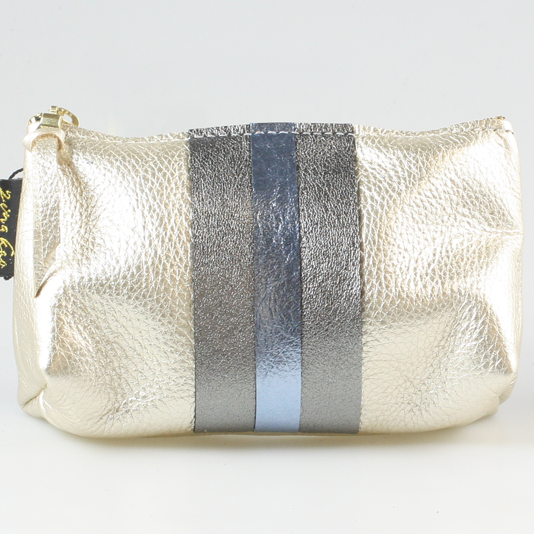 The Metallic Stripe Smaller Makeup Clutch