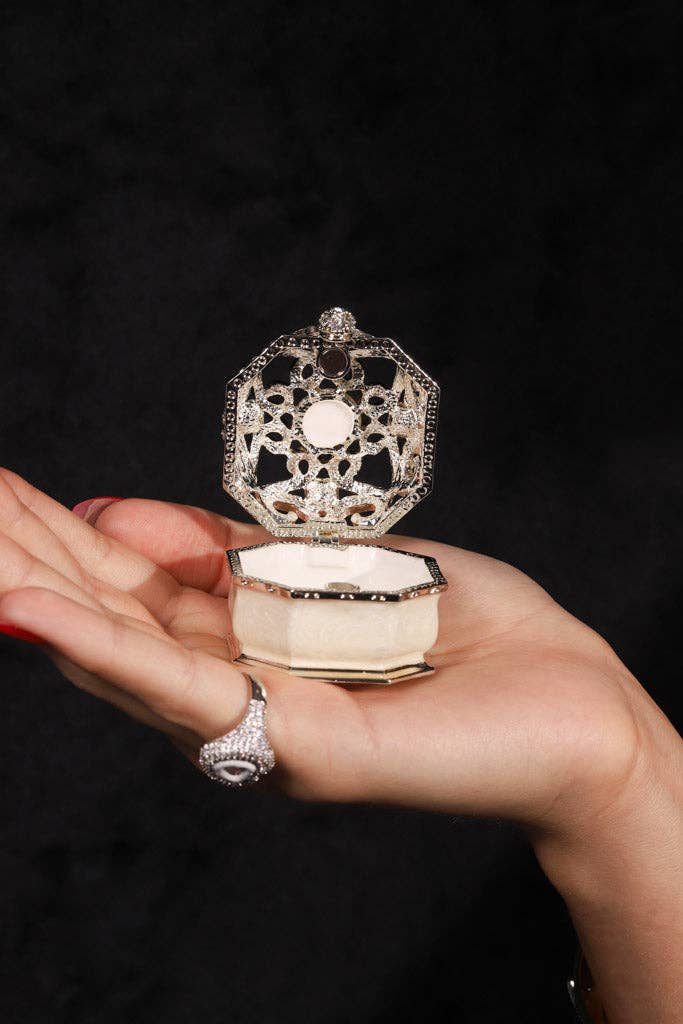 White Crystal Ring Box
