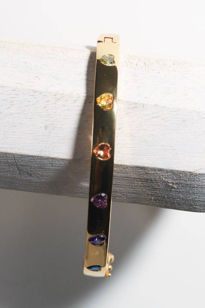 💖 Rainbow Hearts Bangle- Gold or Silver