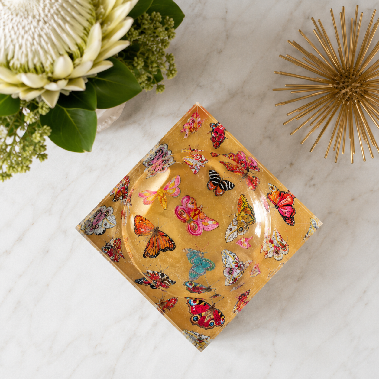 Petit Acrylic Bowl,  Golden Butterfly
