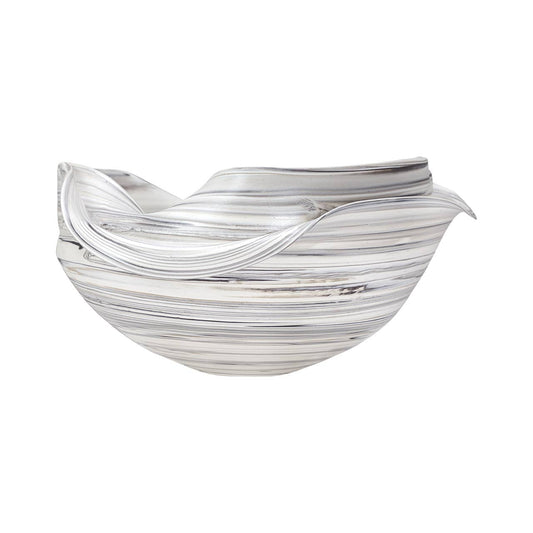 Large Ceramic Swirled Decorative Bowl, 7.5"h