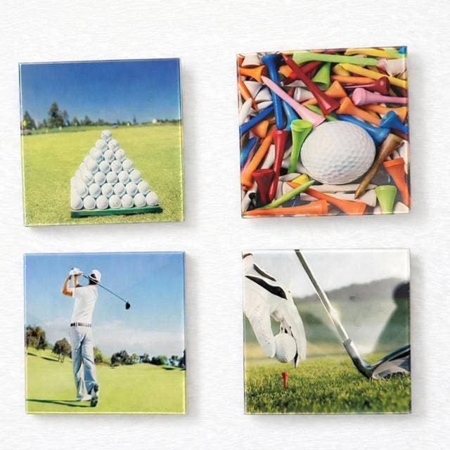 Golf Lover Glass Coasters -Set of 4 Coasters