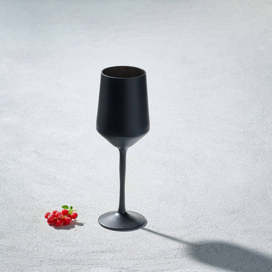 Hand Blown in Matt Black,  Wine Glass, 11 Oz (each)