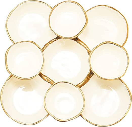 Cluster of 9 Round Serving Bowls Decorative Bowls Gold
