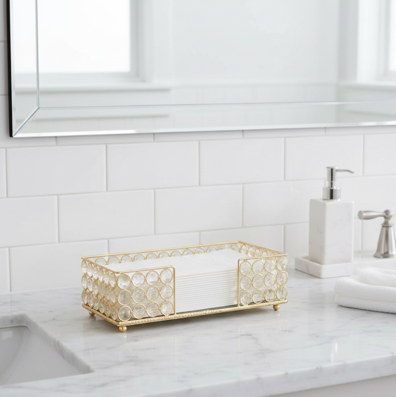 Gold Cristal Rectangular Napkin Holder