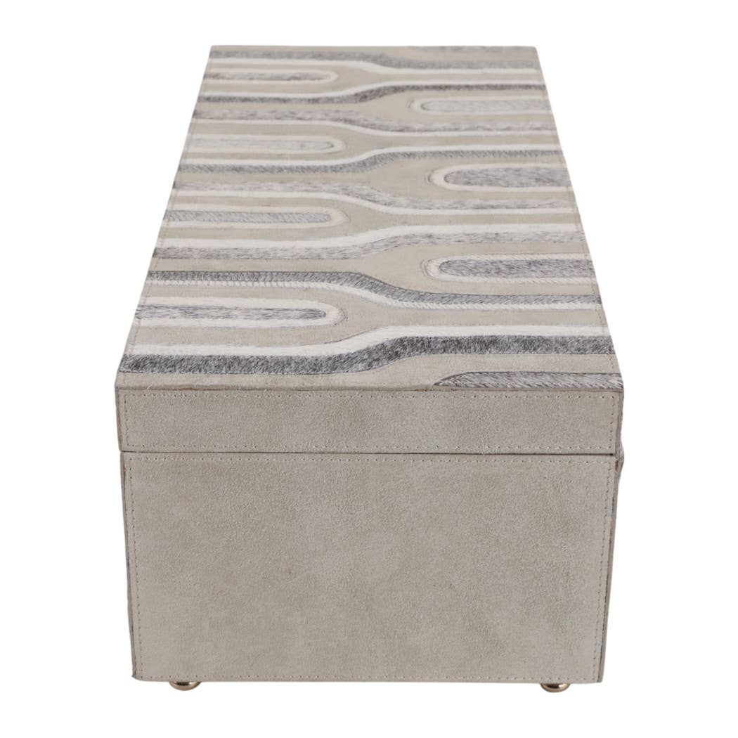 Decorative Box - Gray Wood Rectangular with Lid, 16 in.