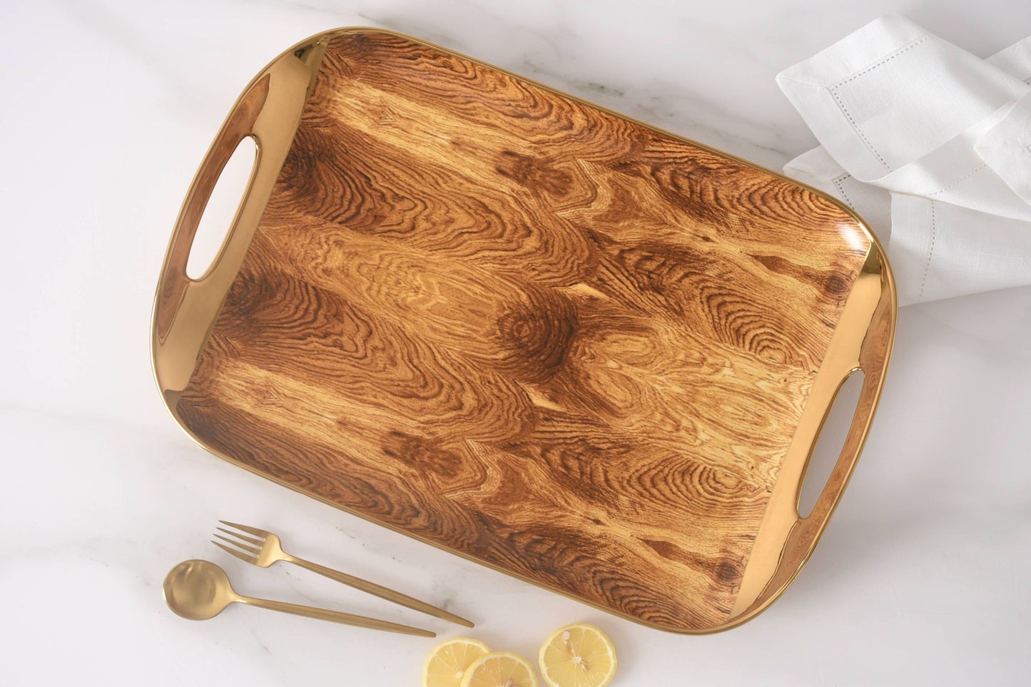 Serving Tray with Handles in Porcelain