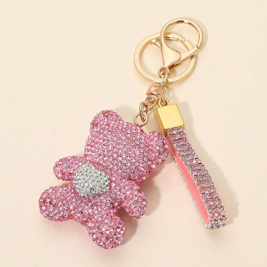 Bling Studded Heart Teddy Bear Bag Charm/Keychain