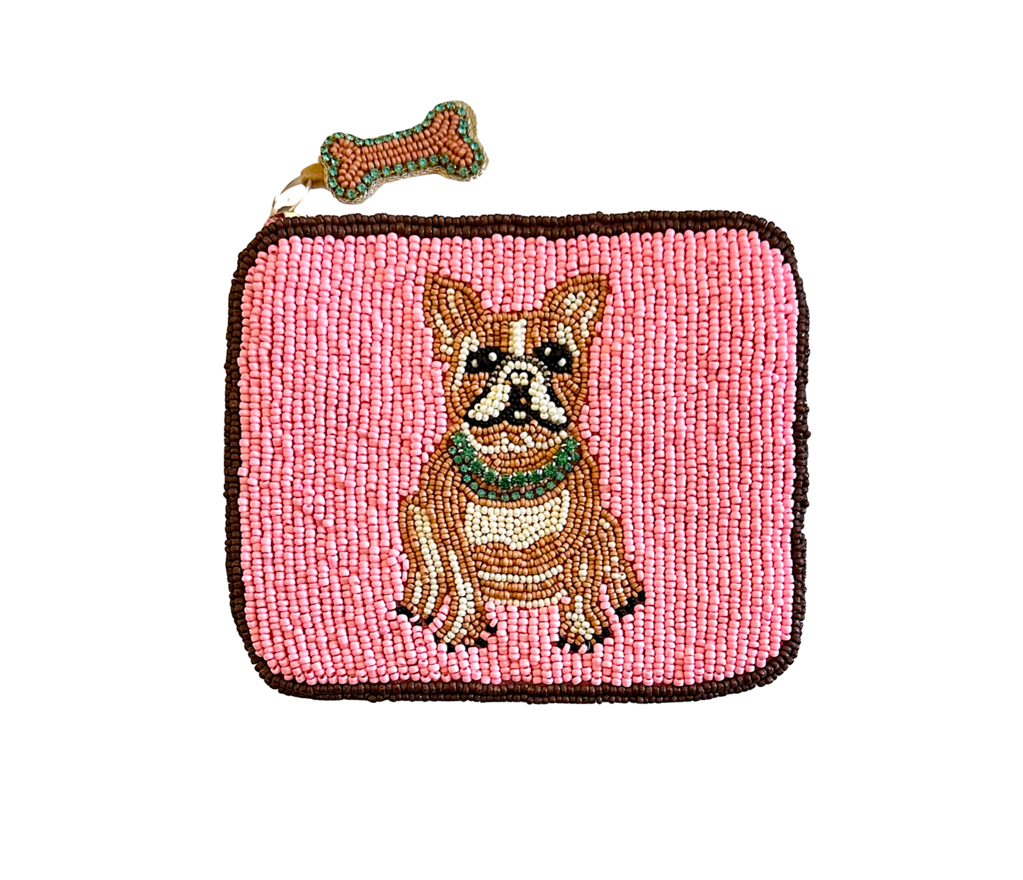 French Bulldog Coin Purse Lily Posh, Beaded Dog Bag 