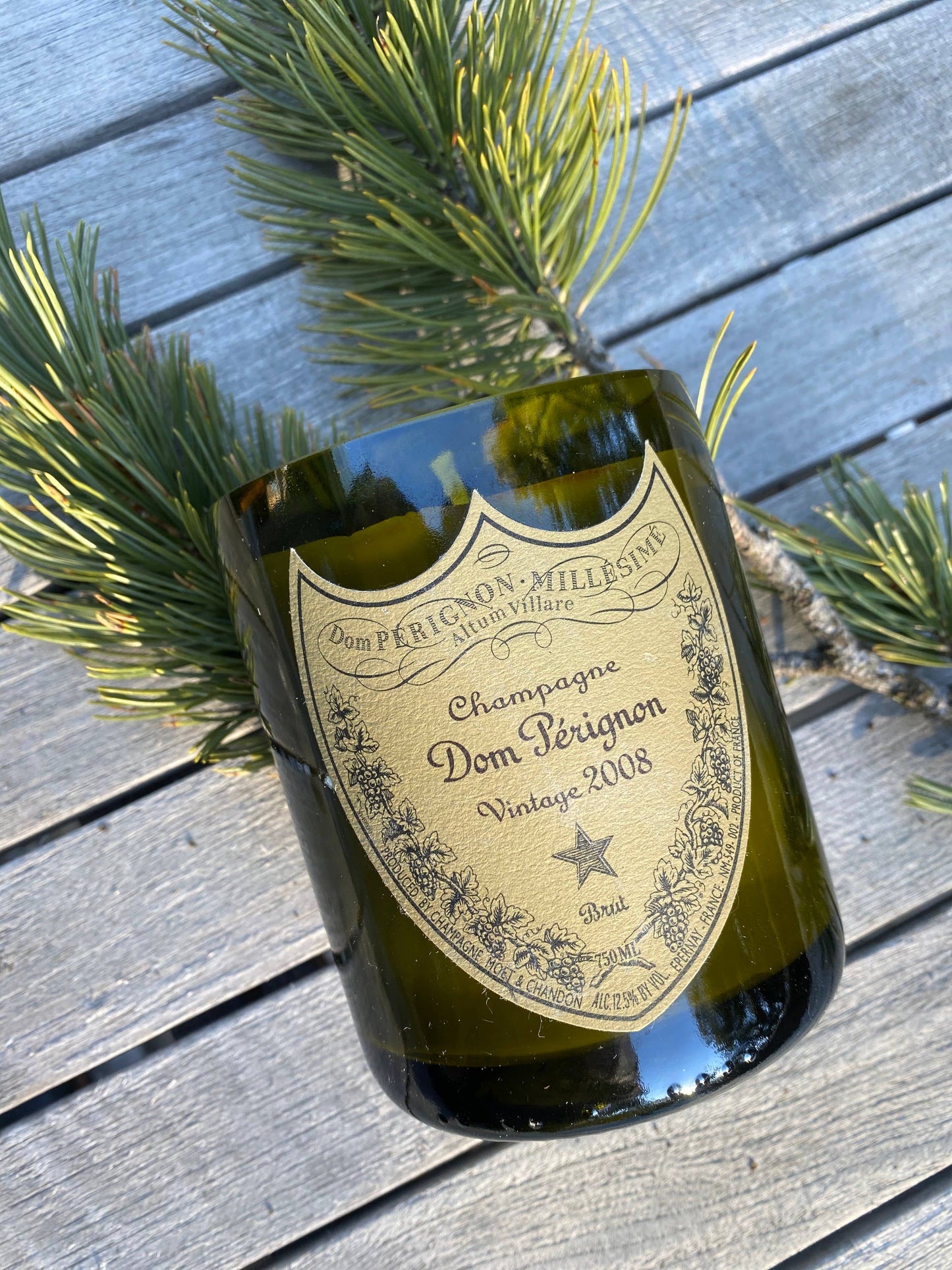 Recycled Dom P Bottle - Vintage Label Candle