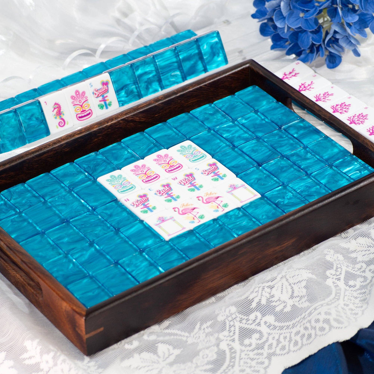 Palm Beach Mahjong Set - Sapphire Blue
