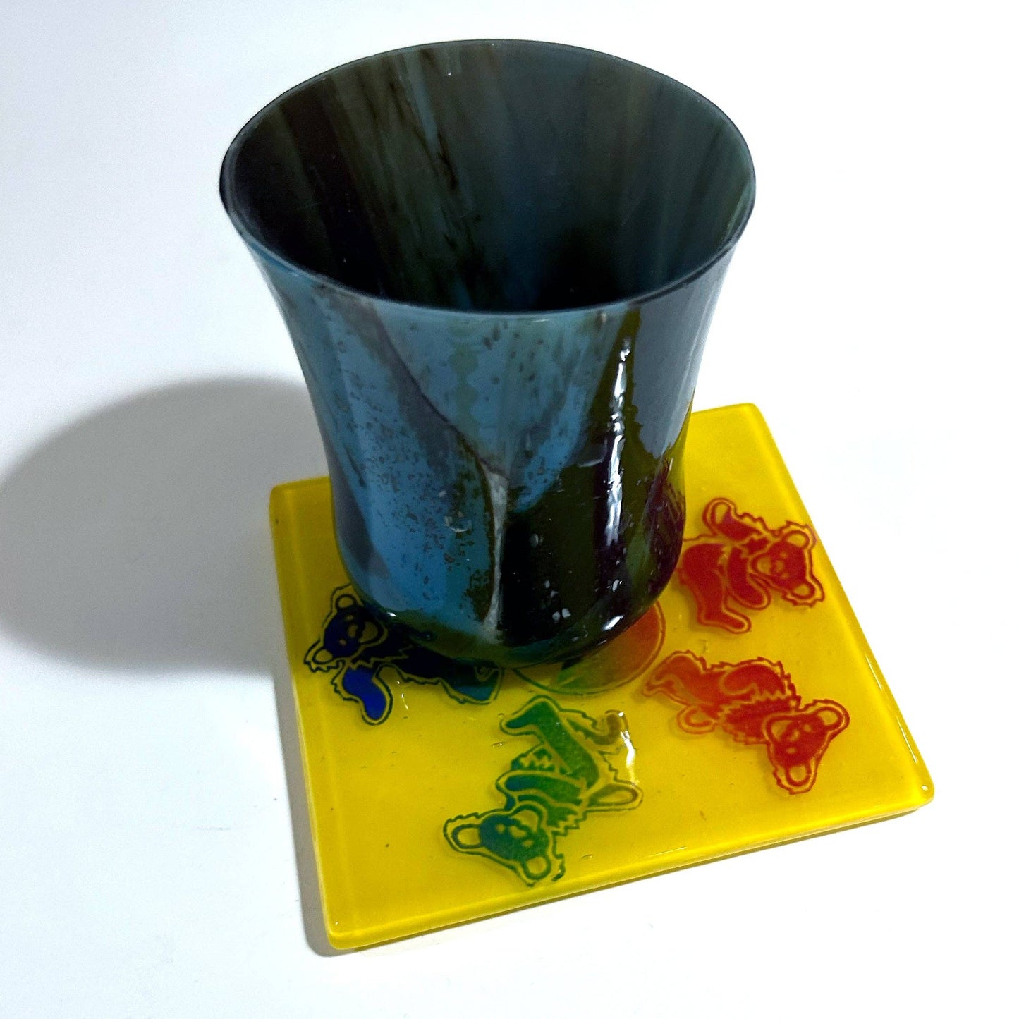 Deadhead Dancing Bears Fused Glass 4" Single Coaster