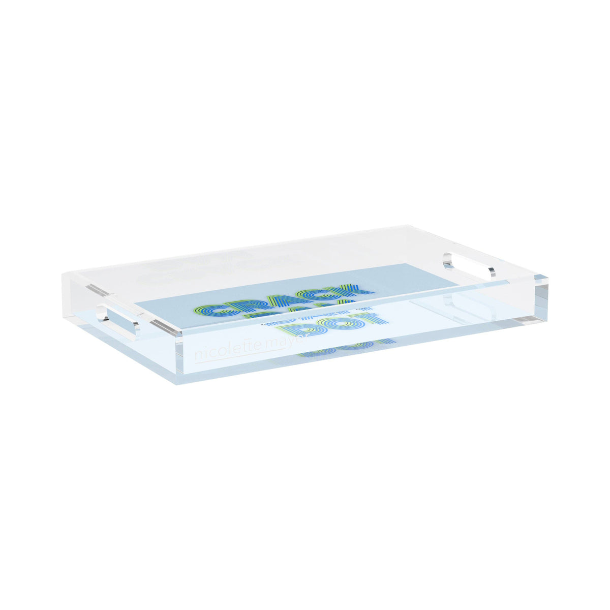 Mahjong Crack Bam Dot Blues Celery Acrylic Rectangle Decorative Tray