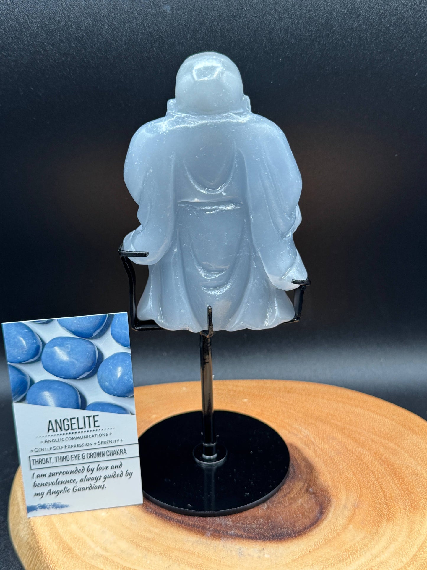 Angelite Happy Laughing Buddha carving G661C
