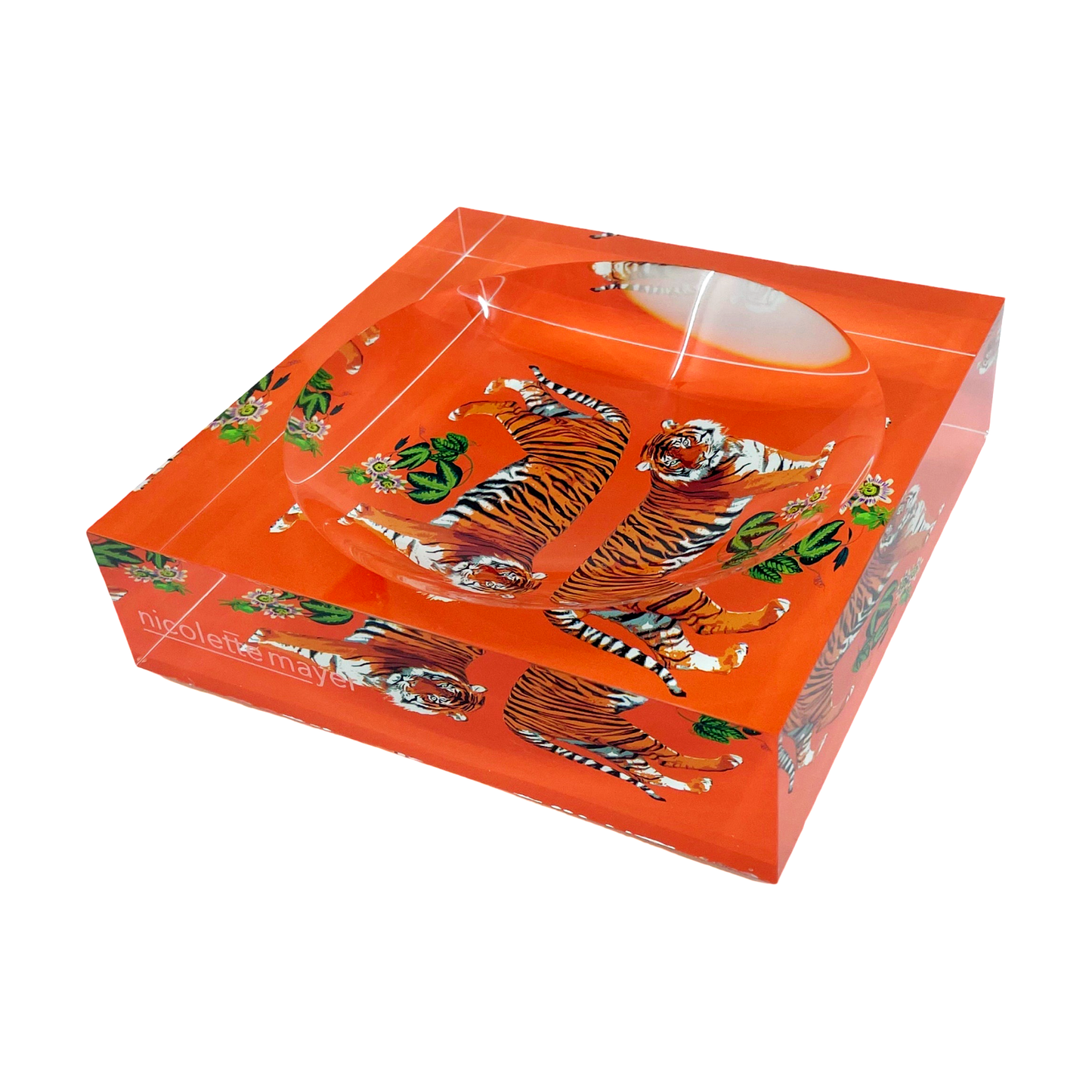 Tiger Seeing Double Orange Acrylic Candy Catchall Dish