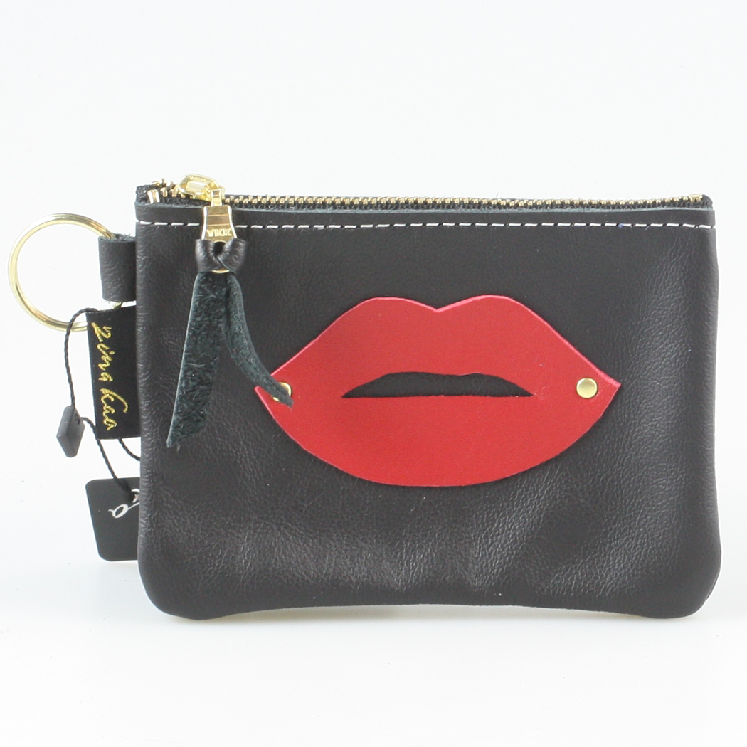 The LIPS Appliqué Clutch/Makeup Bag