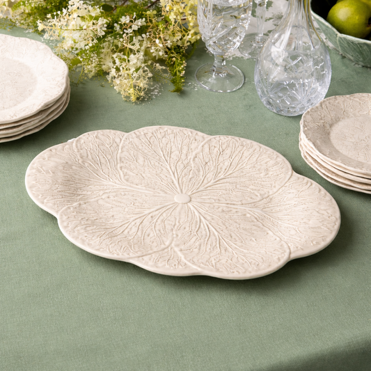 Le Jardin White Cabbage 3-D Oval Platter 17 in x 12.5 in