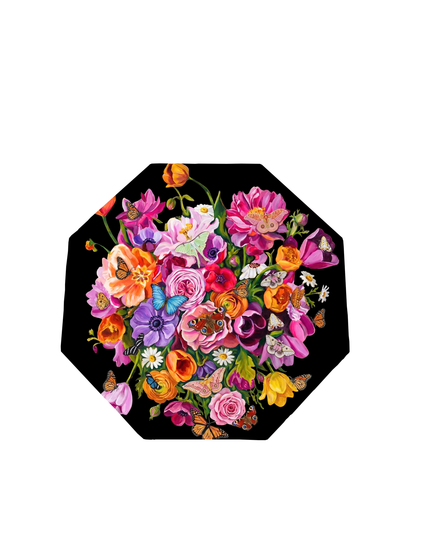 Octagon Acrylic Bowl,  Elegant Floral