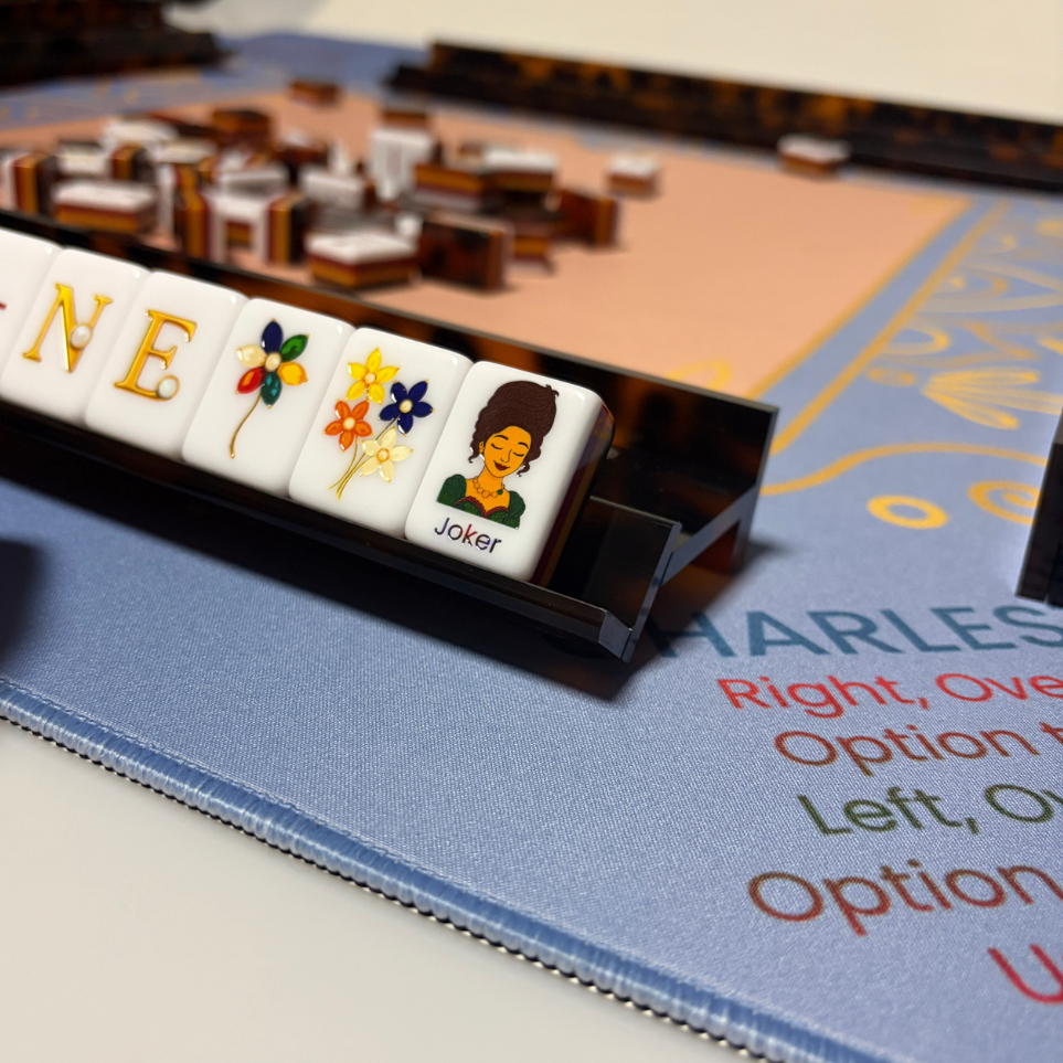 Luxury Handmade Tortoise Shell Acrylic Mahjong Racks and Pushers Set (4 Pieces)