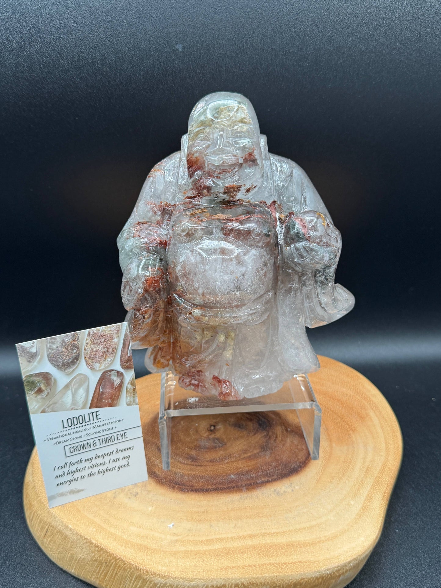 Happy Laughing Buddha Lodolite garden quartz G992