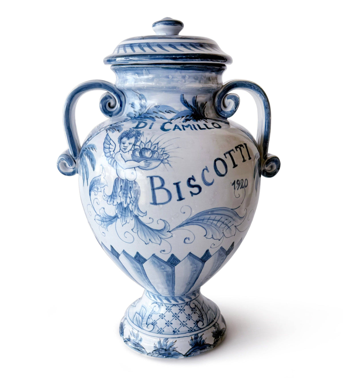 Blue Angel Ceramic Jar from Italy