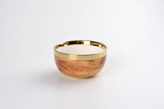 Rustic Wood Deign Snack Bowl in Porcelain