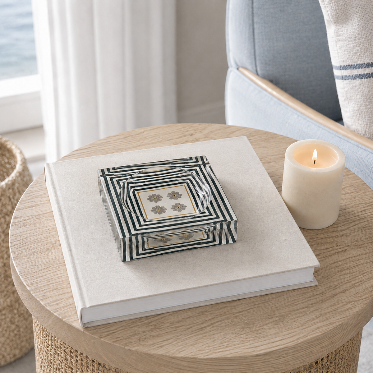 Catchall Lucite Bowl - Striped Floral