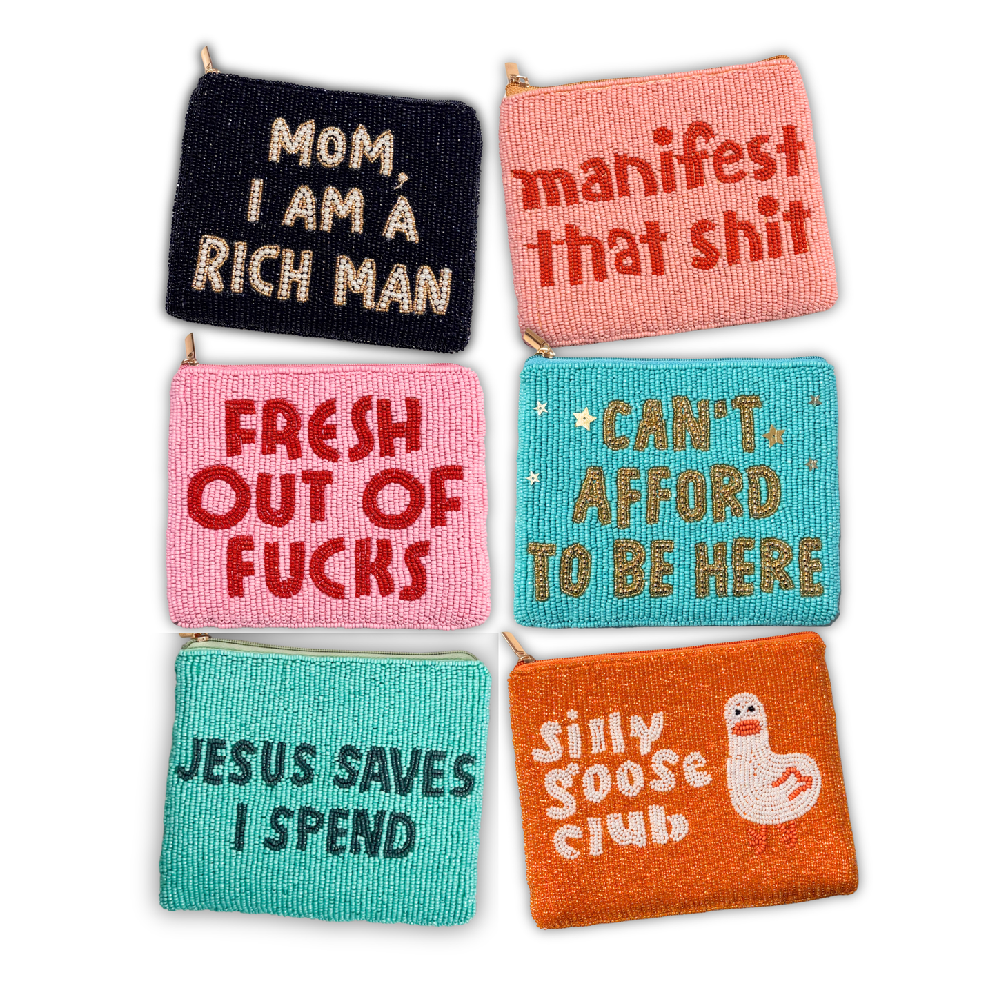 Beaded Coin Purse - Various Sayings