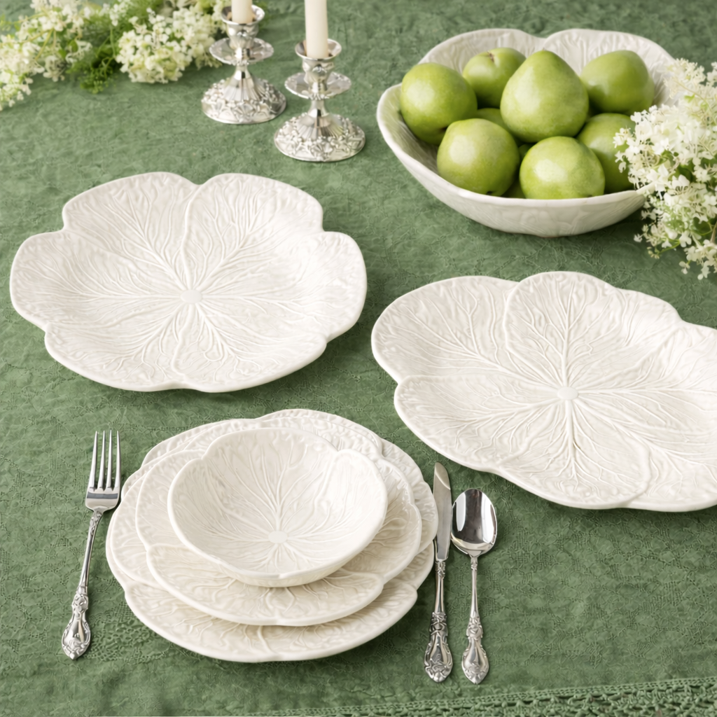 Le Jardin White Cabbage 3-D Salad Plate 9 in