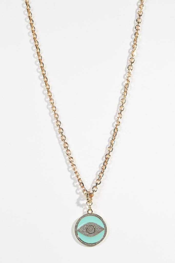 Lucky Charm: Faux Turquoise and Crystal Evil Eye Necklace
