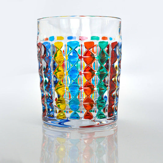 Crystal Drinking Glass, Diamond design, Made in Italy