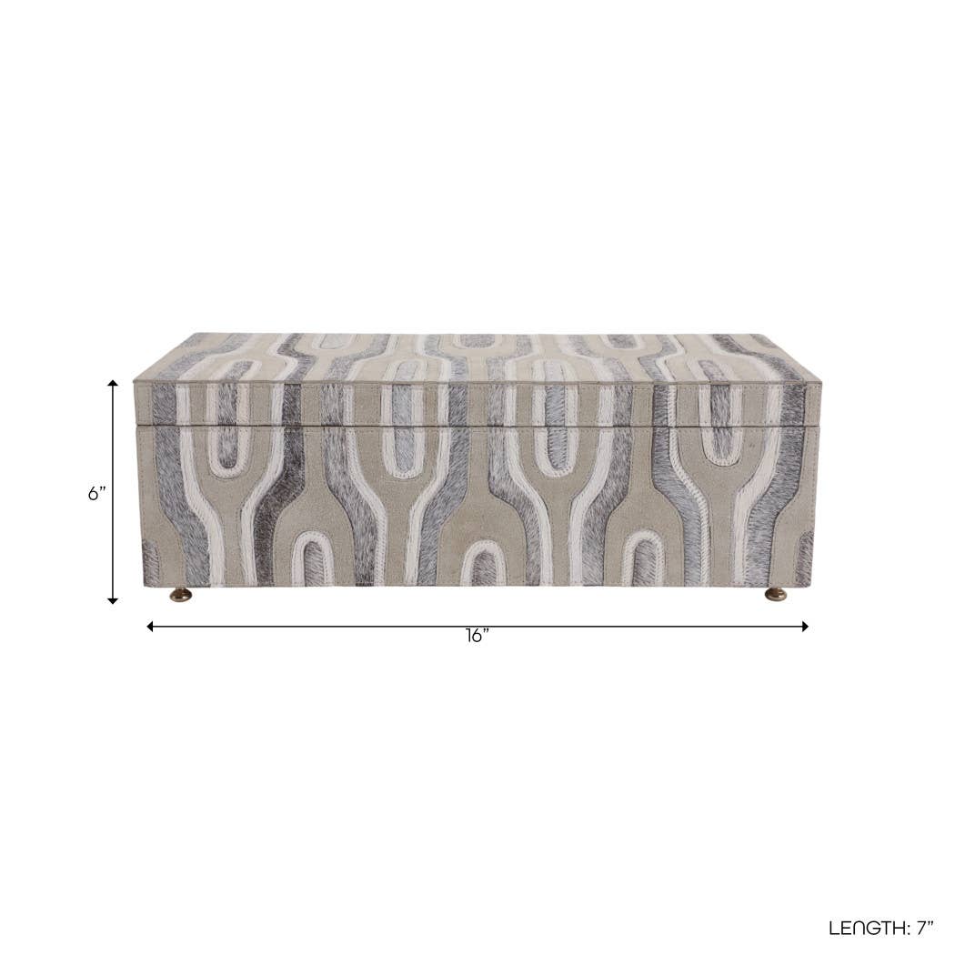 Decorative Box - Gray Wood Rectangular with Lid, 16 in.