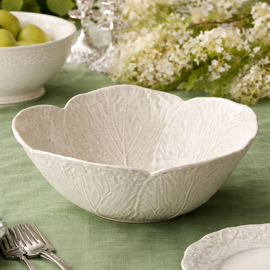 Le Jardin White Cabbage 3-D Deep Bowl 12.5 in x 5 in