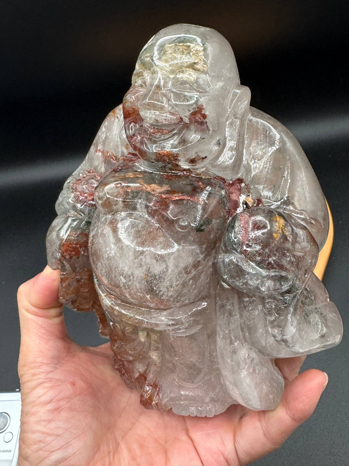 Happy Laughing Buddha Lodolite garden quartz G992