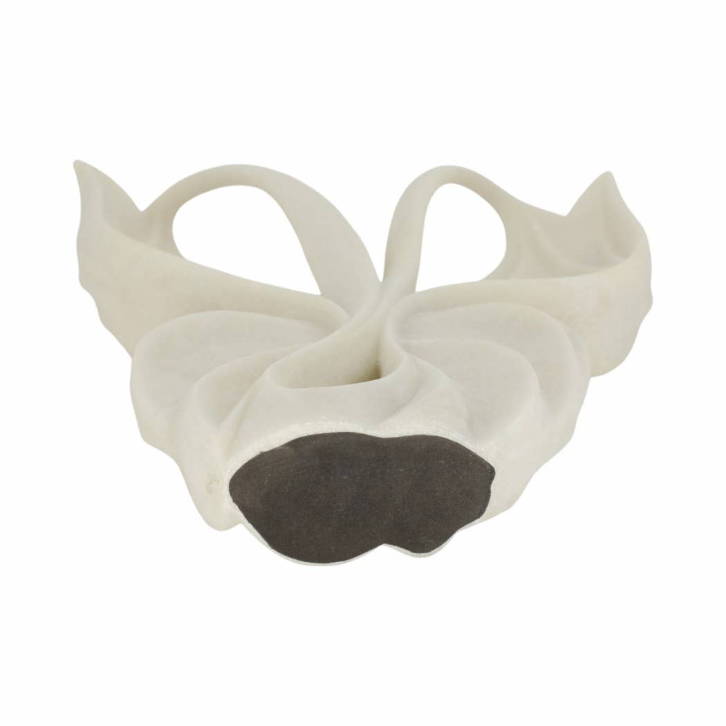 Decorative Sculpture - White Quartz Resin Butterfly, 16 in.