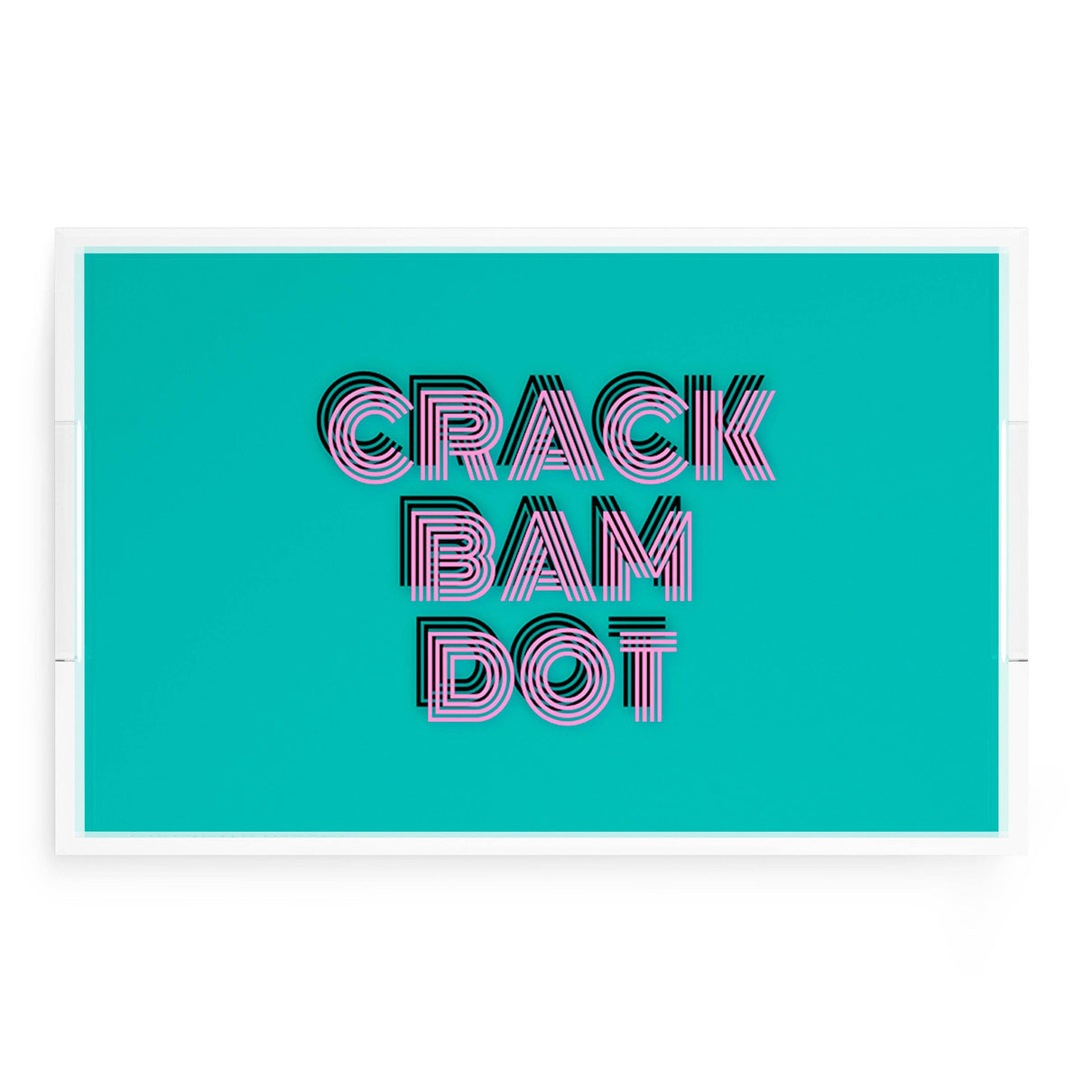 Mahjong Crack Bam Dot Acqua Pink Acrylic Rectangle Decorative Tray