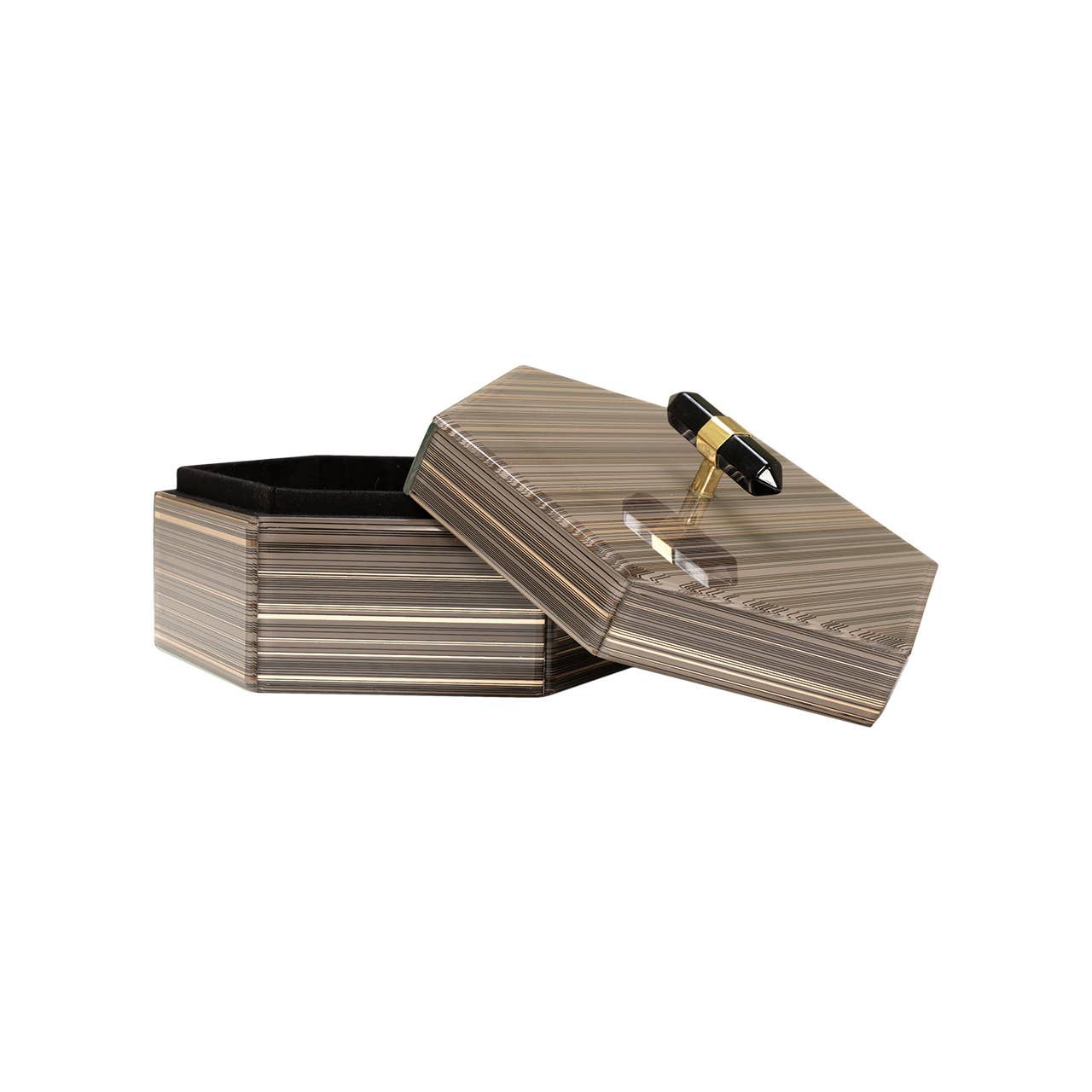 Brown Hexagon Decorative Box, 9"L
