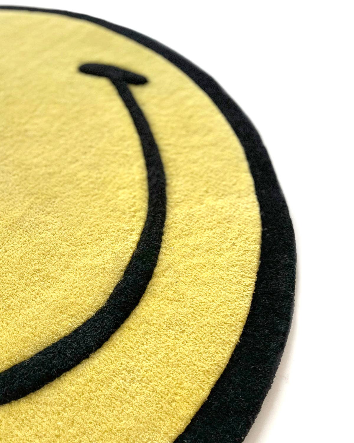 Rug SMILEY Yellow / Black Print Round Diam. 3.2ft