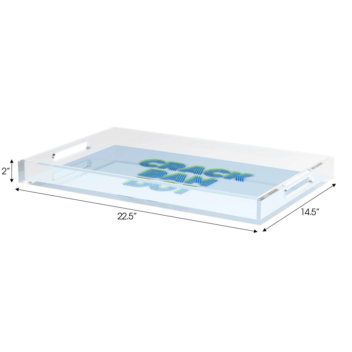 Mahjong Crack Bam Dot Blues Celery Acrylic Rectangle Decorative Tray