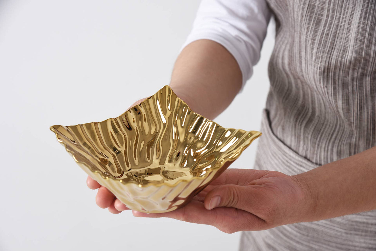 Square Gold Snack Bowl with Pointed Edges