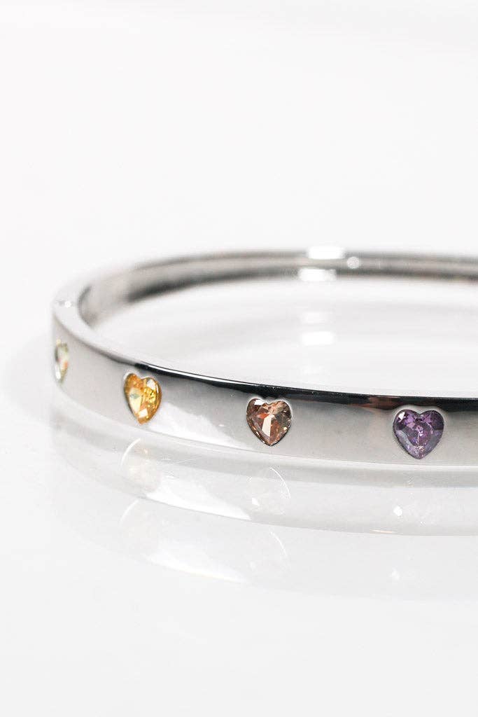 💖 Rainbow Hearts Bangle- Gold or Silver