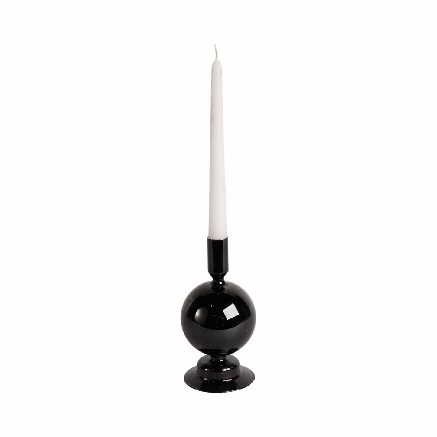 Taper Candle Holder - Black Glass Bubble, 7 in.
