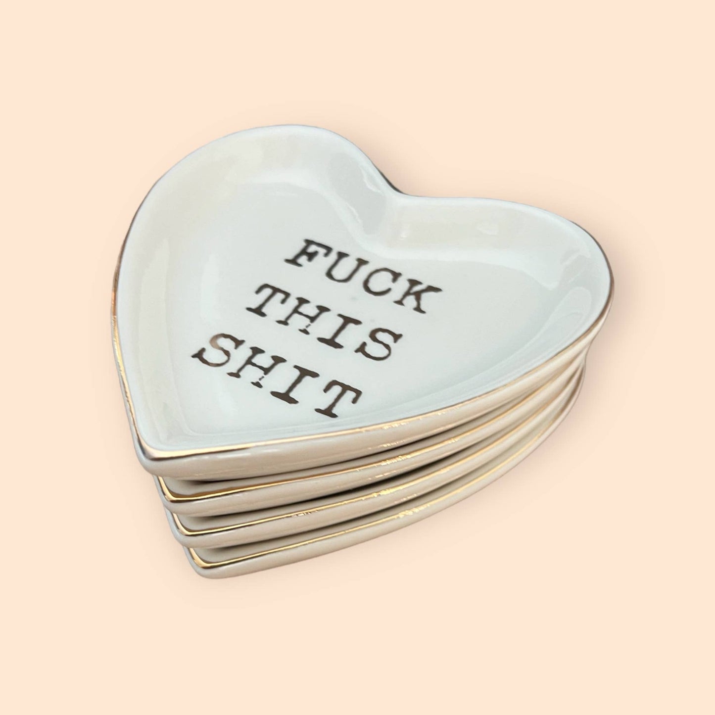 “Fuck This Shit” Ceramics Heart Trinket Boho Jewelery Dish